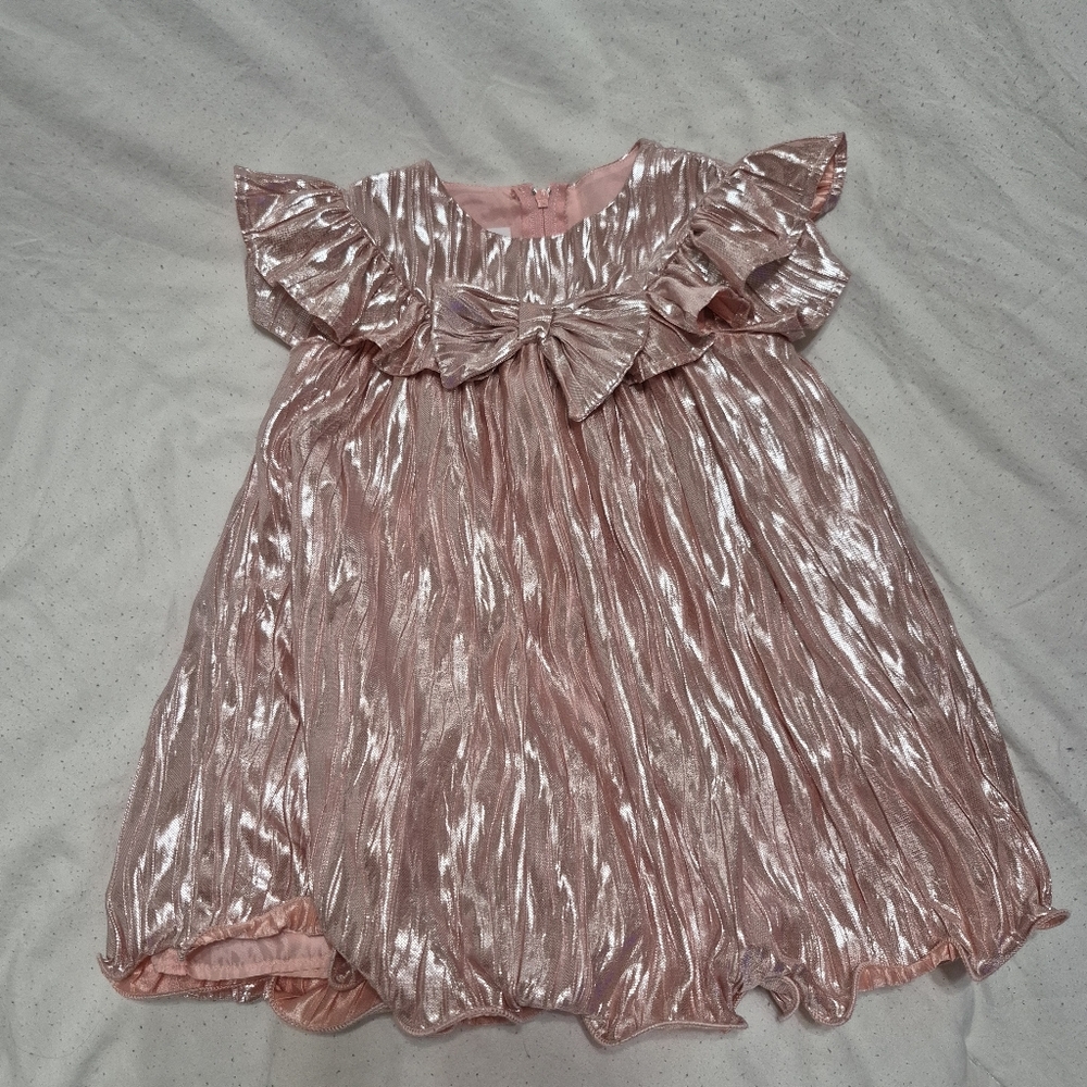 Bonnie Baby Shimmering Pink Ruffle Dress